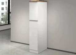 Dispensa da cucina Atrax, 30x60h165 cm, Bianco lucido e Rovere<Dmora Online