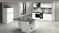 Dispensa da cucina Atrax, 30x60h165 cm, Bianco lucido e Ardesia<Dmora Discount
