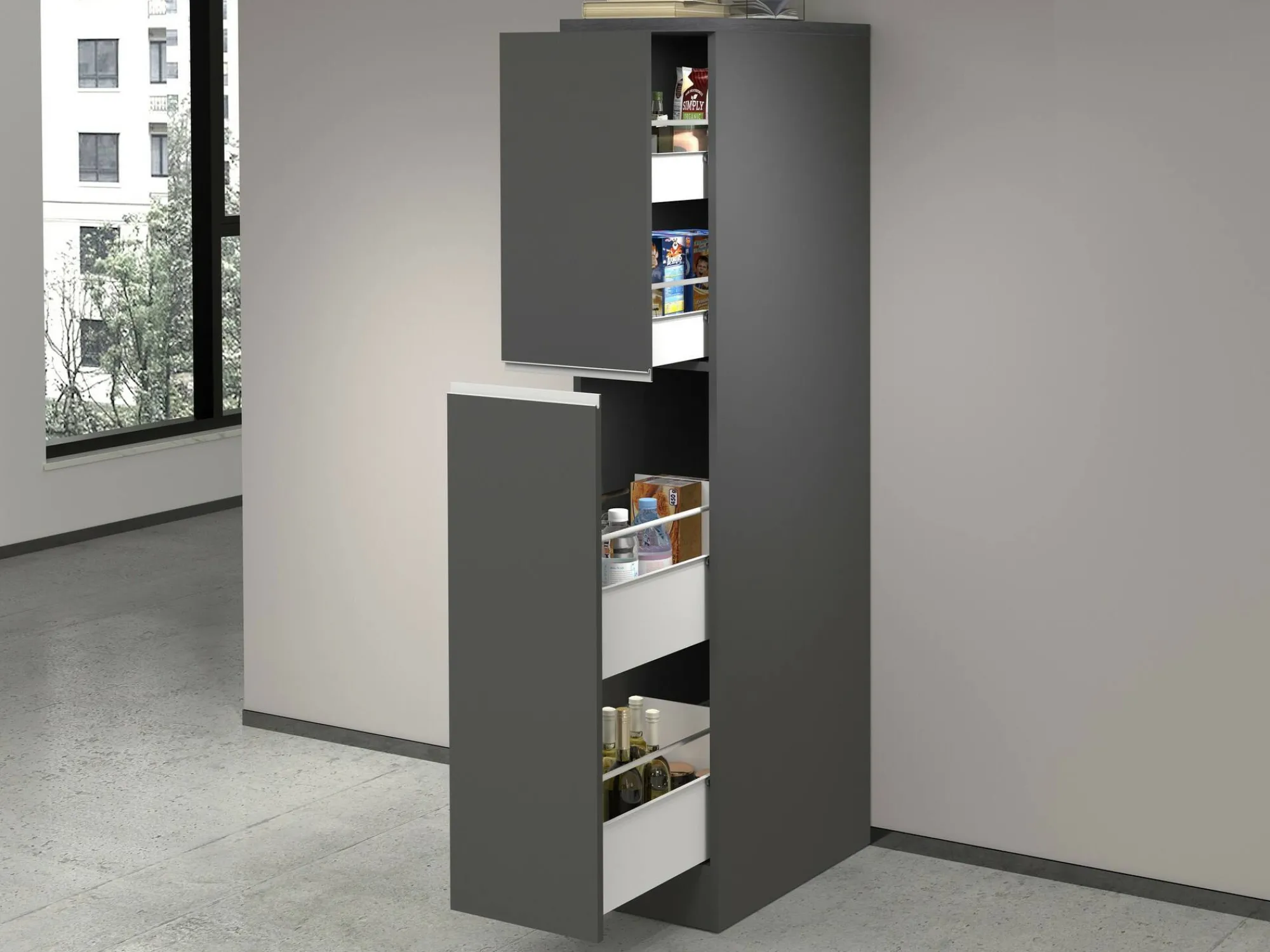 Dispensa da cucina Atrax, 30x60h165 cm, Antracite e Ardesia<Dmora Hot