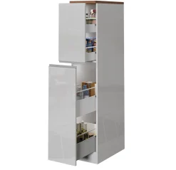 Dispensa da cucina Atrax, 30x60h165 cm, Bianco lucido e Rovere<Dmora Online