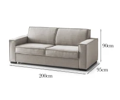 Divano fisso 3 posti Abernathy, Cm 200x95h90,<Dmora Online