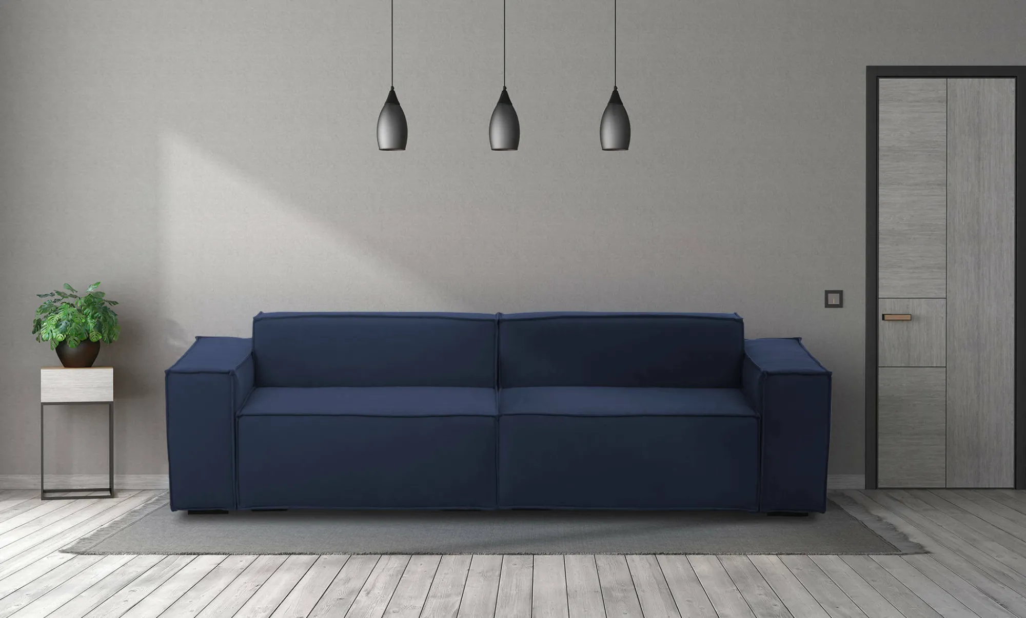 Divano fisso 3 posti Argo, Cm 260x95h70,<Dmora Shop