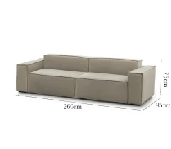 Divano fisso 3 posti Argo, Cm 260x95h70,<Dmora Store