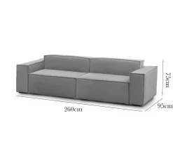 Divano fisso 3 posti Argo, Cm 260x95h70,<Dmora Flash Sale