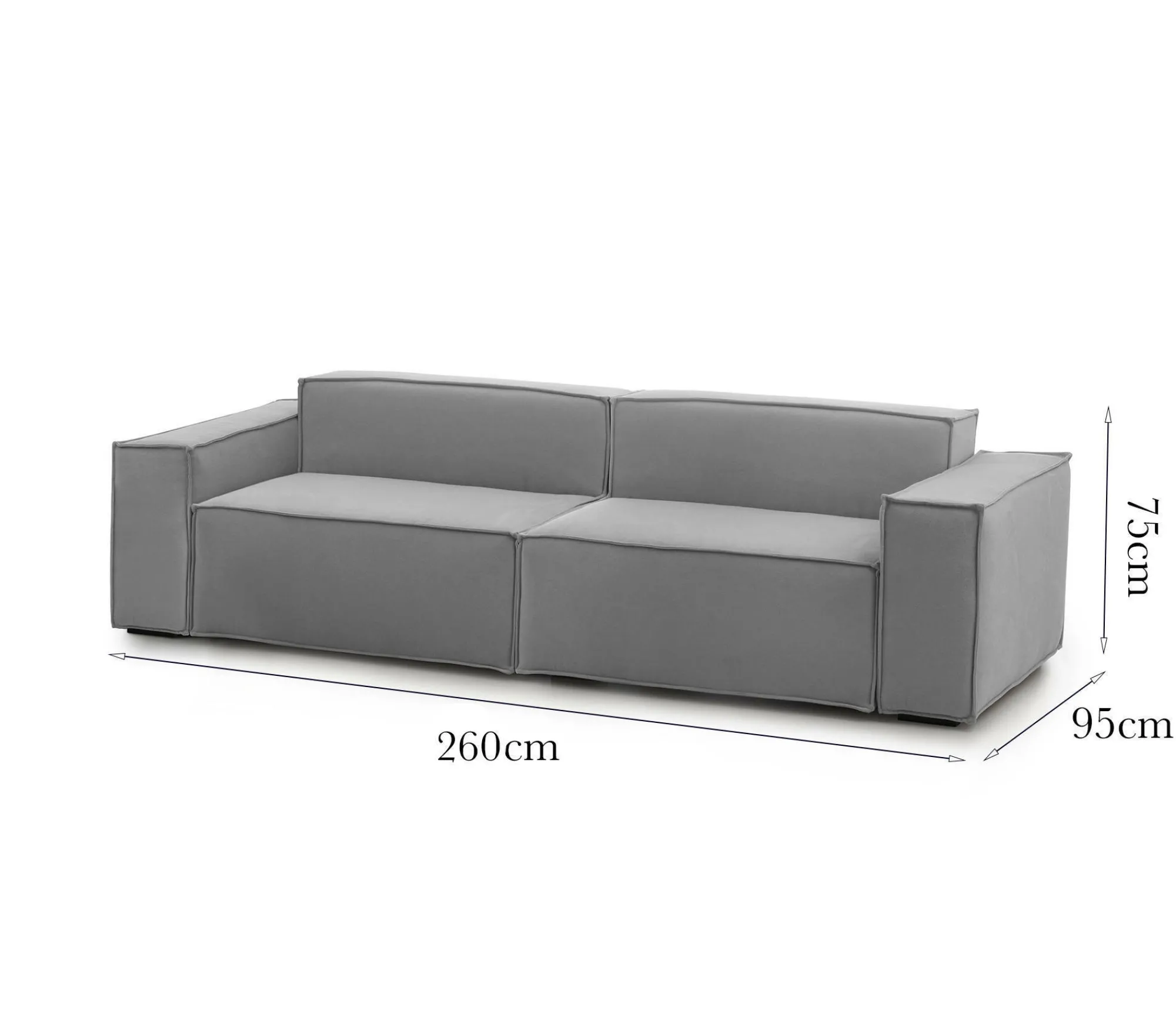 Divano fisso 3 posti Argo, Cm 260x95h70,<Dmora Flash Sale