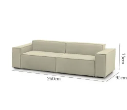 Divano fisso 3 posti Argo, Cm 260x95h70,<Dmora Store