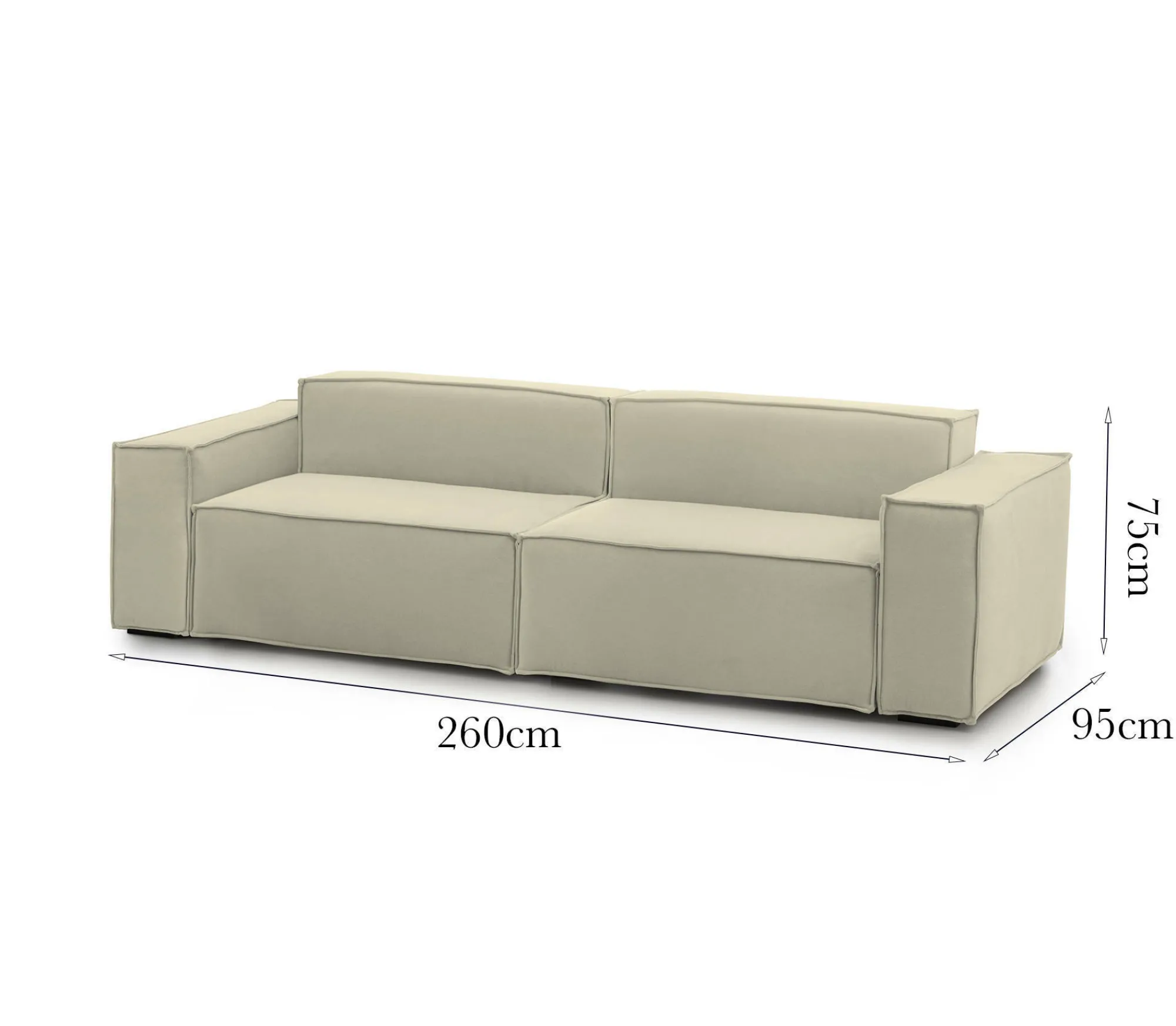 Divano fisso 3 posti Argo, Cm 260x95h70,<Dmora Store