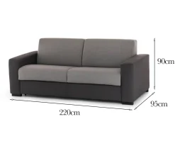 Divano fisso 3 posti Ayta, Cm 220x95h90, Grigio e Antracite<Dmora Online
