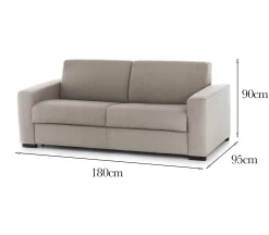 Divano fisso 2 posti Azzurrite, Cm 180x95h90,<Dmora Clearance