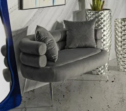 Divano fisso 2 posti Casier, 133x68 h69 cm, Grigio e Argento<Dmora Shop