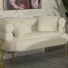 Divano fisso 2 posti Casier, 133x68 h69 cm, Bianco e Oro<Dmora Sale
