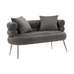 Divano fisso 2 posti Casier, 133x68 h69 cm, Grigio e Argento<Dmora Shop