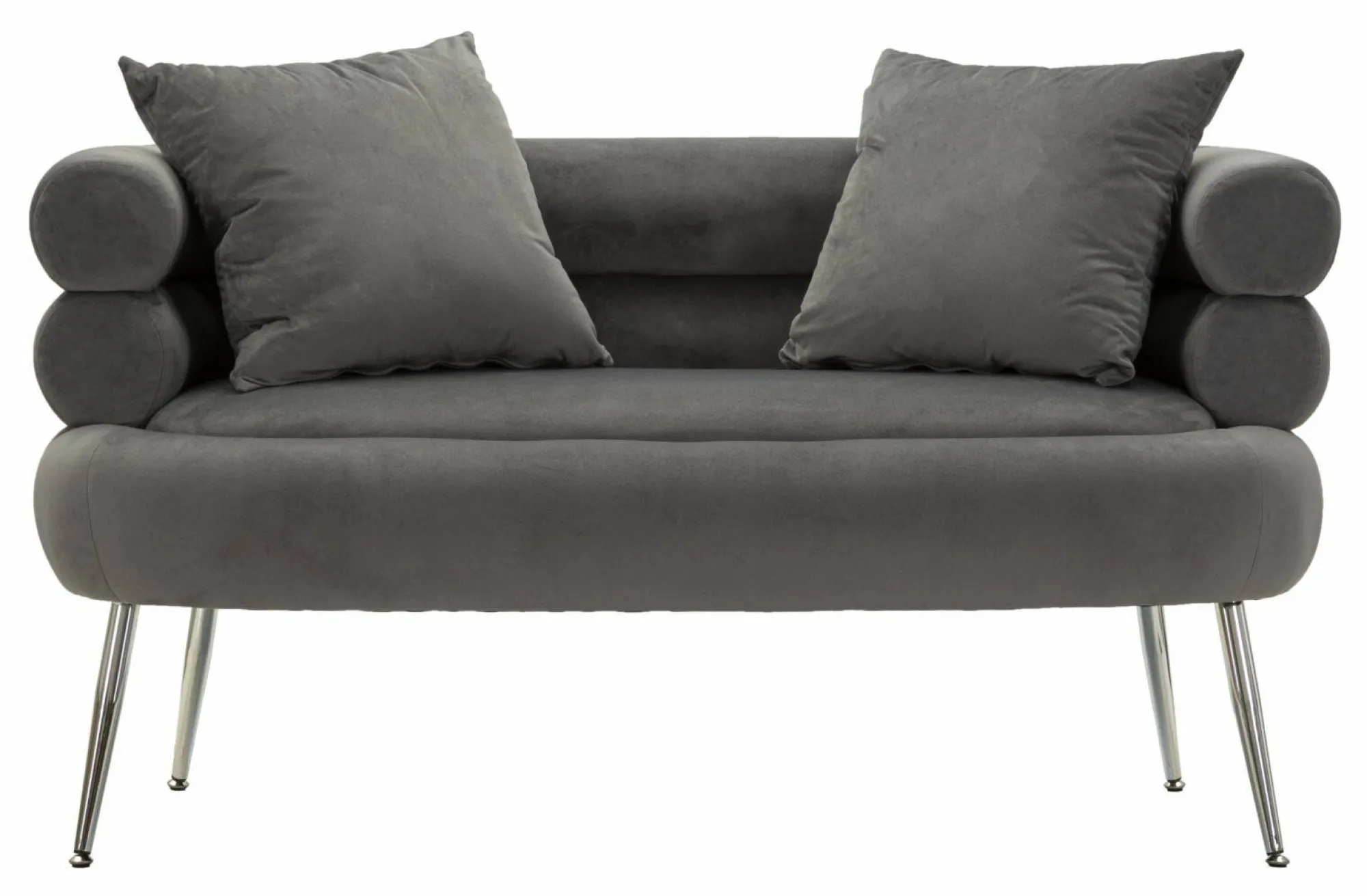 Divano fisso 2 posti Casier, 133x68 h69 cm, Grigio e Argento<Dmora Shop