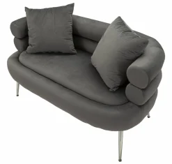 Divano fisso 2 posti Casier, 133x68 h69 cm, Grigio e Argento<Dmora Shop