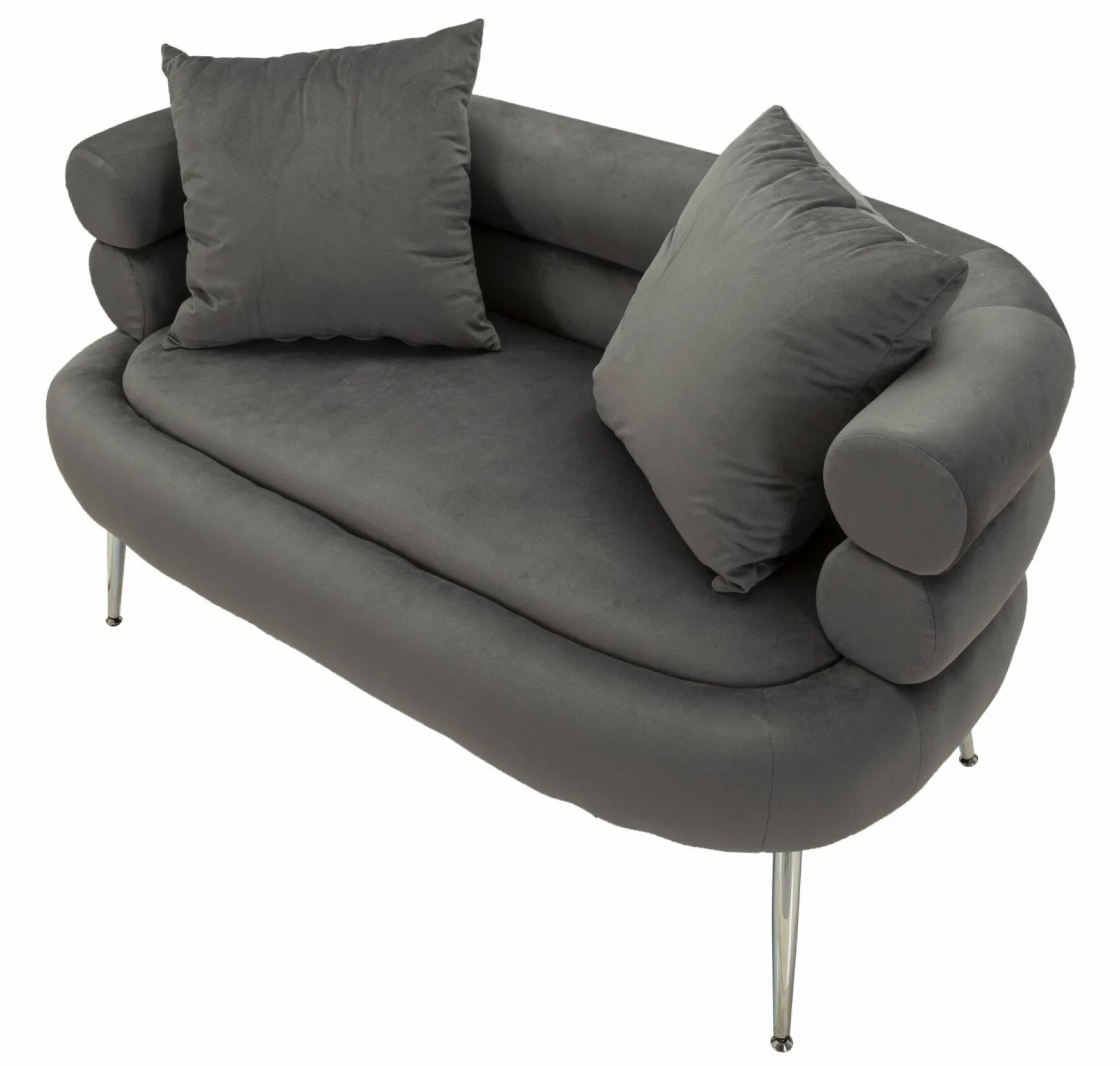 Divano fisso 2 posti Casier, 133x68 h69 cm, Grigio e Argento<Dmora Shop