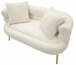 Divano fisso 2 posti Casier, 133x68 h69 cm, Bianco e Oro<Dmora Sale