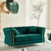 Divano fisso 2 posti Casio, 162x83 h76 cm, Verde e Oro<Dmora New