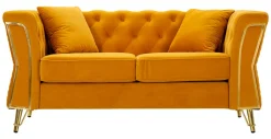 Divano fisso 2 posti Casio, 162x83 h76 cm, Ocra e Oro<Dmora Outlet