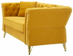 Divano fisso 2 posti Casio, 162x83 h76 cm, Ocra e Oro<Dmora Outlet