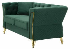 Divano fisso 2 posti Casio, 162x83 h76 cm, Verde e Oro<Dmora New