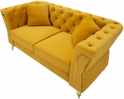 Divano fisso 2 posti Casio, 162x83 h76 cm, Ocra e Oro<Dmora Outlet