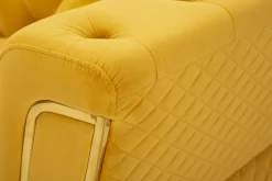 Divano fisso 2 posti Casio, 162x83 h76 cm, Ocra e Oro<Dmora Outlet
