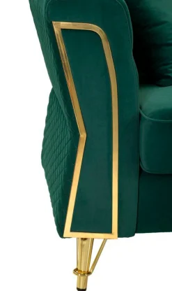 Divano fisso 2 posti Casio, 162x83 h76 cm, Verde e Oro<Dmora New