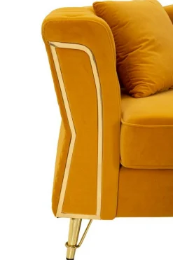 Divano fisso 2 posti Casio, 162x83 h76 cm, Ocra e Oro<Dmora Outlet