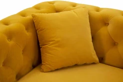 Divano fisso 2 posti Casio, 162x83 h76 cm, Ocra e Oro<Dmora Outlet