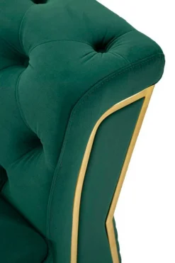 Divano fisso 2 posti Casio, 162x83 h76 cm, Verde e Oro<Dmora New