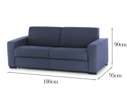 Divano fisso 2 posti Cianite, Cm 180x95h90,<Dmora Sale