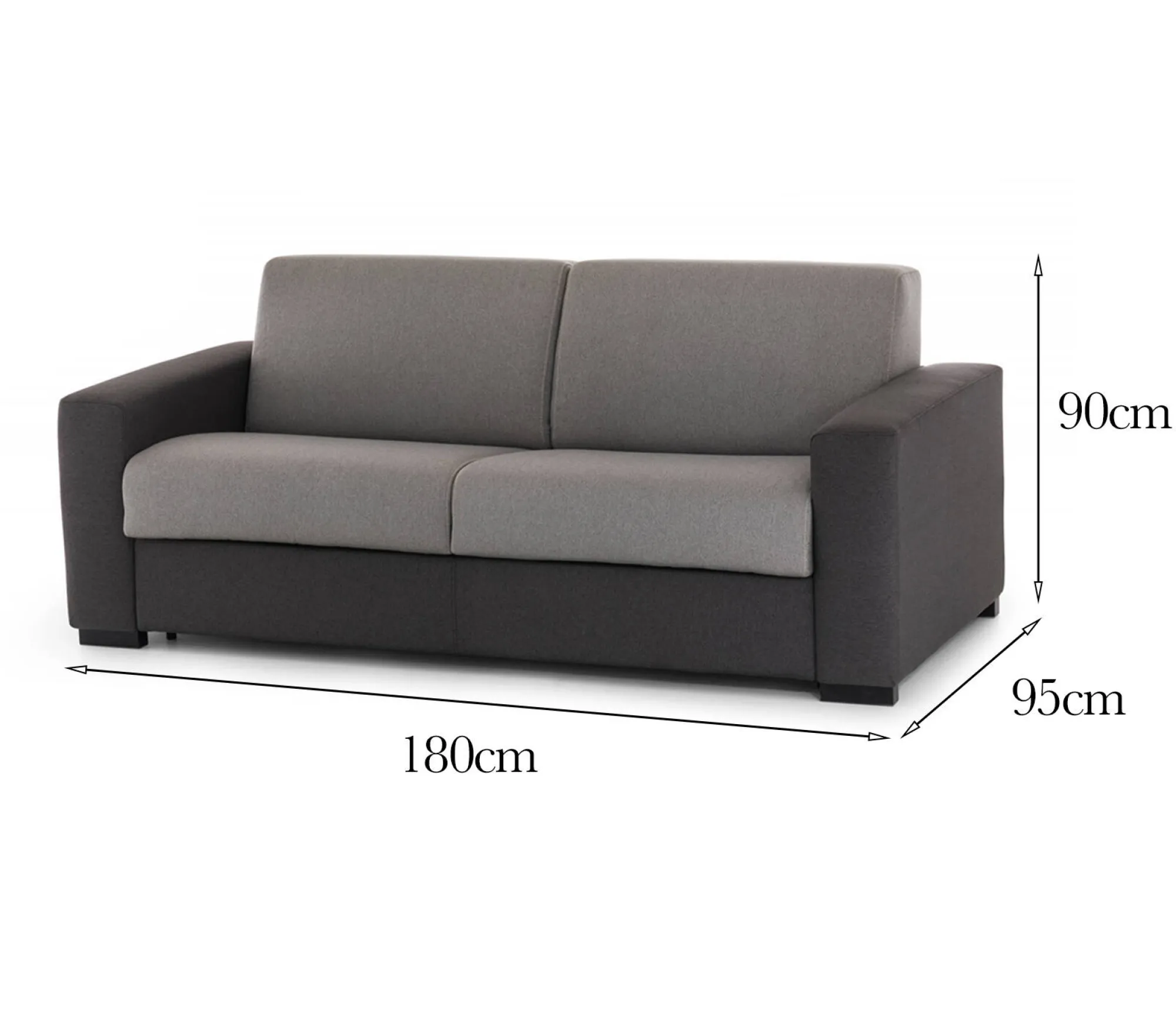 Divano fisso 2 posti Cianite, Cm 180x95h90, Grigio e Antracite<Dmora Flash Sale