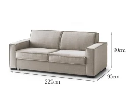 Divano fisso 3 posti Diopside, Cm 220x95h90,<Dmora Shop