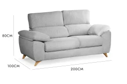 Divano fisso 3 posti Dkrolli, 200x85h107 cm,<Dmora Flash Sale