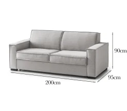Divano fisso 2 posti Eletta, Cm 200x95h90,<Dmora Store