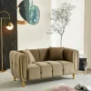 Divano fisso 2 posti Gandolfo, 81x155 h71 cm, Grigio e Oro<Dmora Sale