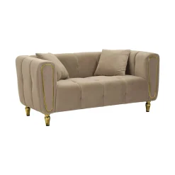 Divano fisso 2 posti Gandolfo, 81x155 h71 cm, Grigio e Oro<Dmora Sale