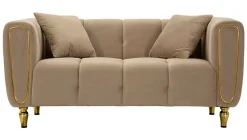 Divano fisso 2 posti Gandolfo, 81x155 h71 cm, Grigio e Oro<Dmora Sale