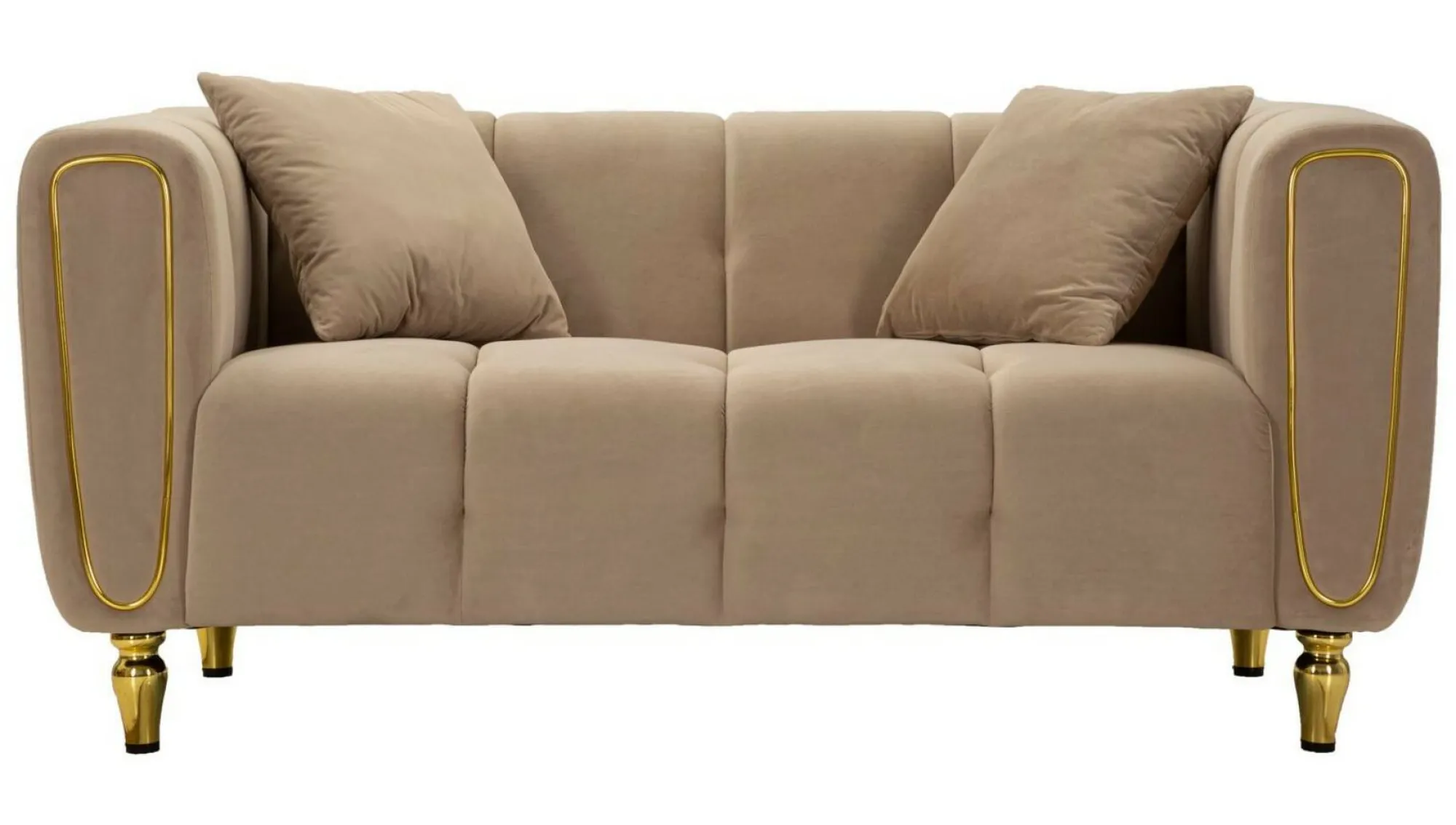 Divano fisso 2 posti Gandolfo, 81x155 h71 cm, Grigio e Oro<Dmora Sale
