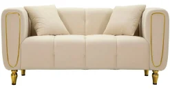 Divano fisso 2 posti Gandolfo, 81x155 h71 cm, Crema e Oro<Dmora Flash Sale