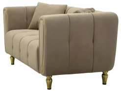 Divano fisso 2 posti Gandolfo, 81x155 h71 cm, Grigio e Oro<Dmora Sale
