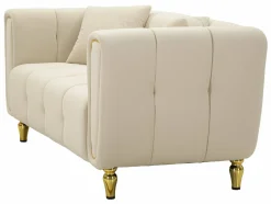Divano fisso 2 posti Gandolfo, 81x155 h71 cm, Crema e Oro<Dmora Flash Sale