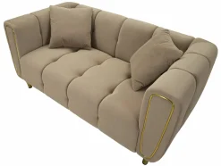 Divano fisso 2 posti Gandolfo, 81x155 h71 cm, Grigio e Oro<Dmora Sale