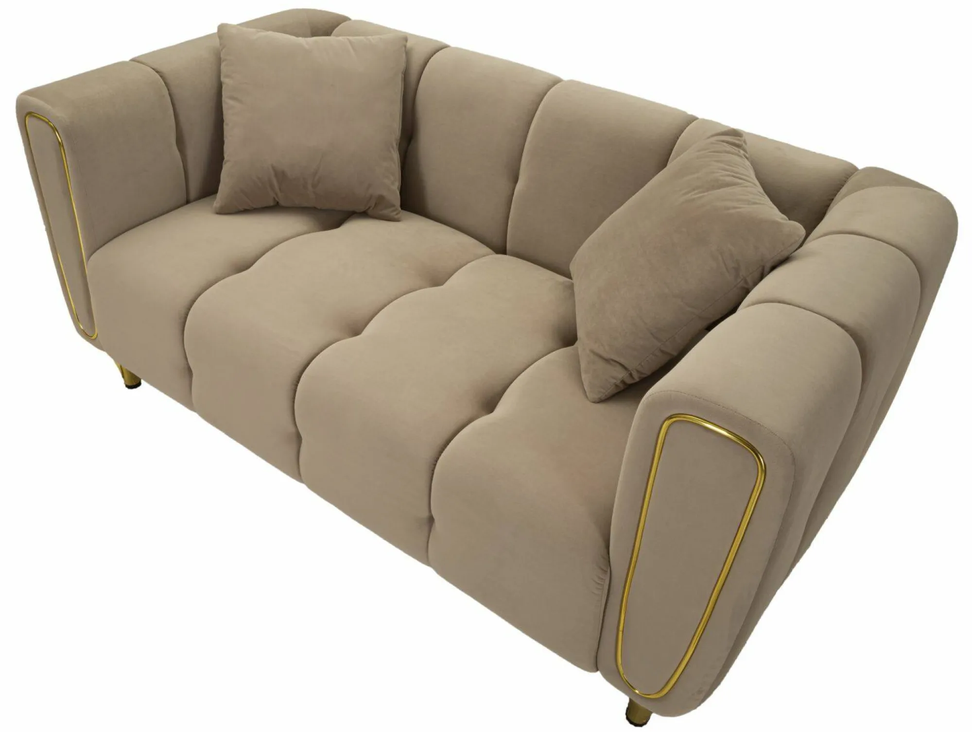 Divano fisso 2 posti Gandolfo, 81x155 h71 cm, Grigio e Oro<Dmora Sale