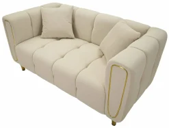 Divano fisso 2 posti Gandolfo, 81x155 h71 cm, Crema e Oro<Dmora Flash Sale
