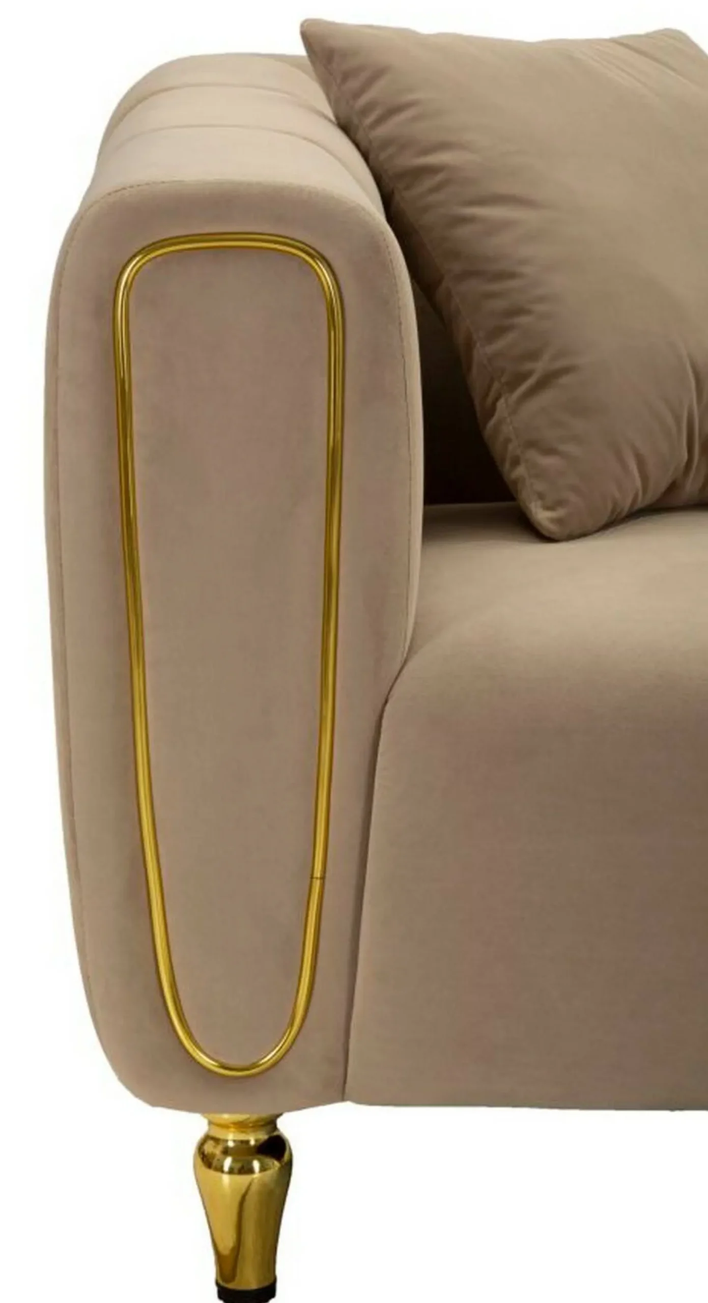 Divano fisso 2 posti Gandolfo, 81x155 h71 cm, Grigio e Oro<Dmora Sale