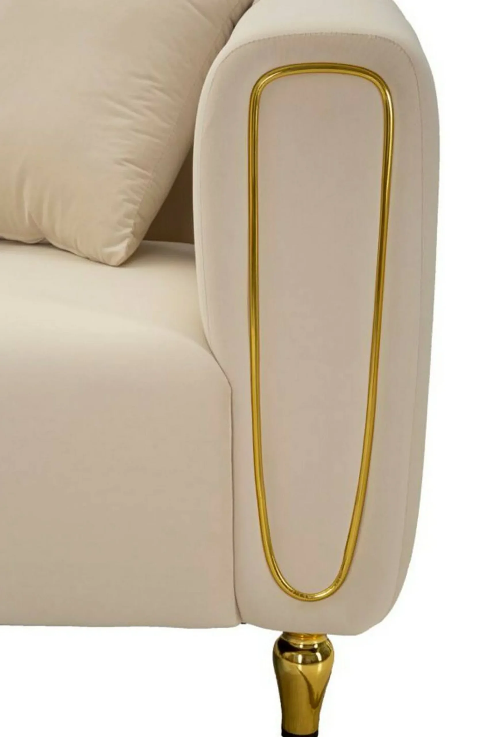 Divano fisso 2 posti Gandolfo, 81x155 h71 cm, Crema e Oro<Dmora Flash Sale