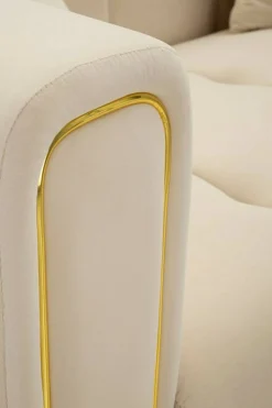 Divano fisso 2 posti Gandolfo, 81x155 h71 cm, Crema e Oro<Dmora Flash Sale