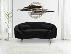 Divano fisso 2 posti Gupta, 148x84 h68 cm, Nero e Oro<Dmora Flash Sale
