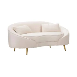 Divano fisso 2 posti Gupta, 148x84 h68 cm, Crema e Oro<Dmora Fashion